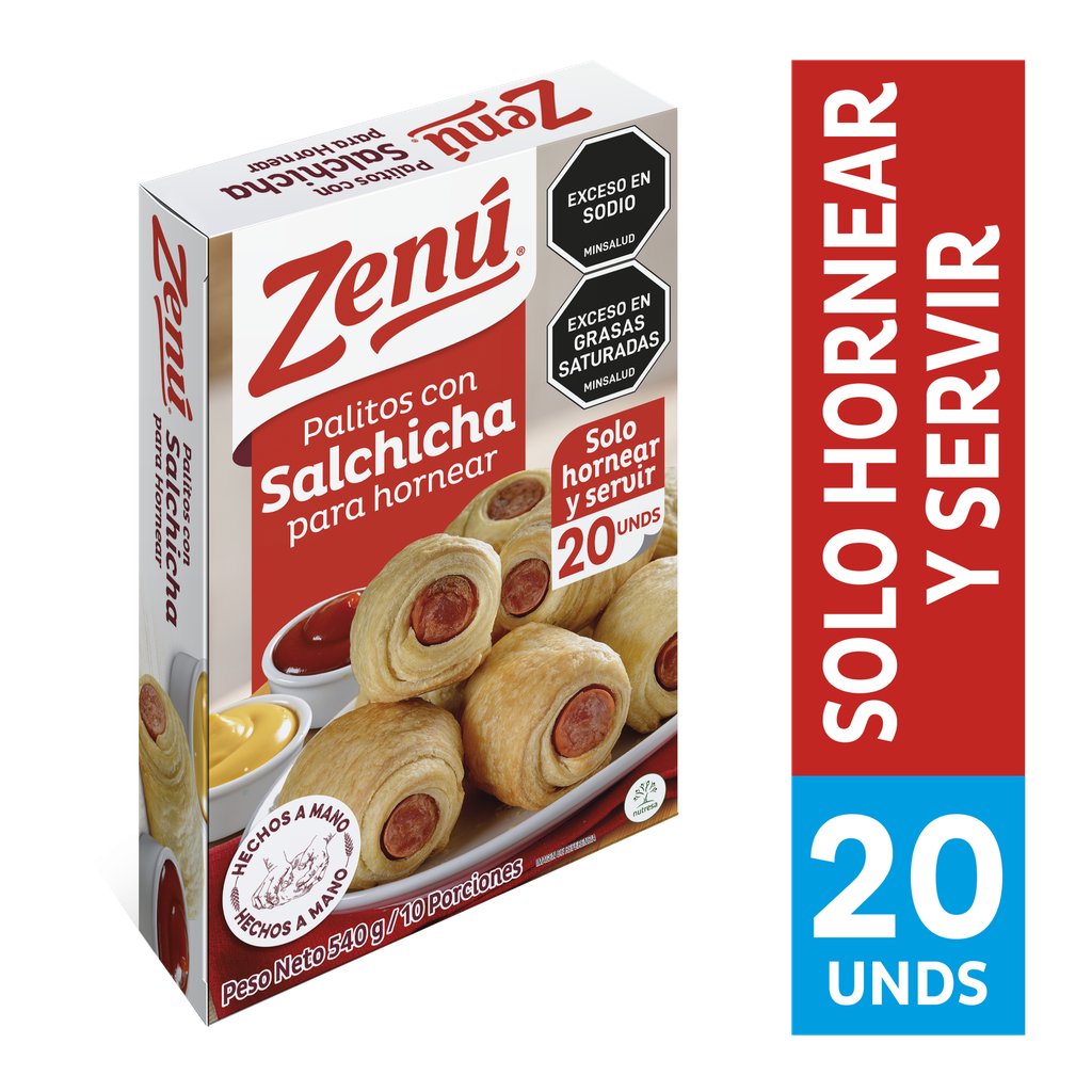 Palitos Con Salchicha Zenú Hornear 540Gr 20 Unidades