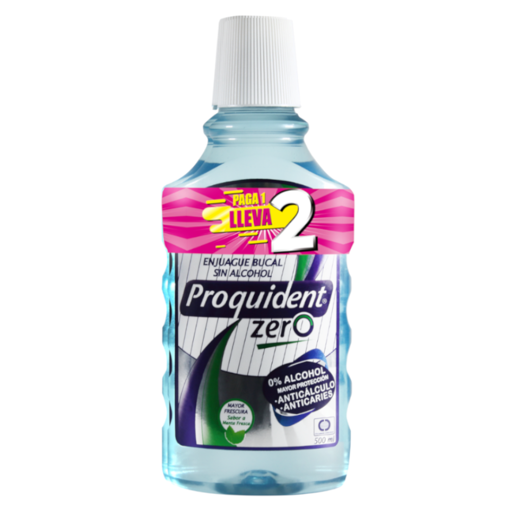 Enjuague Bucal Proquident Zero Anticalculo Anticaries 500Ml Pague 1 LLeve 2