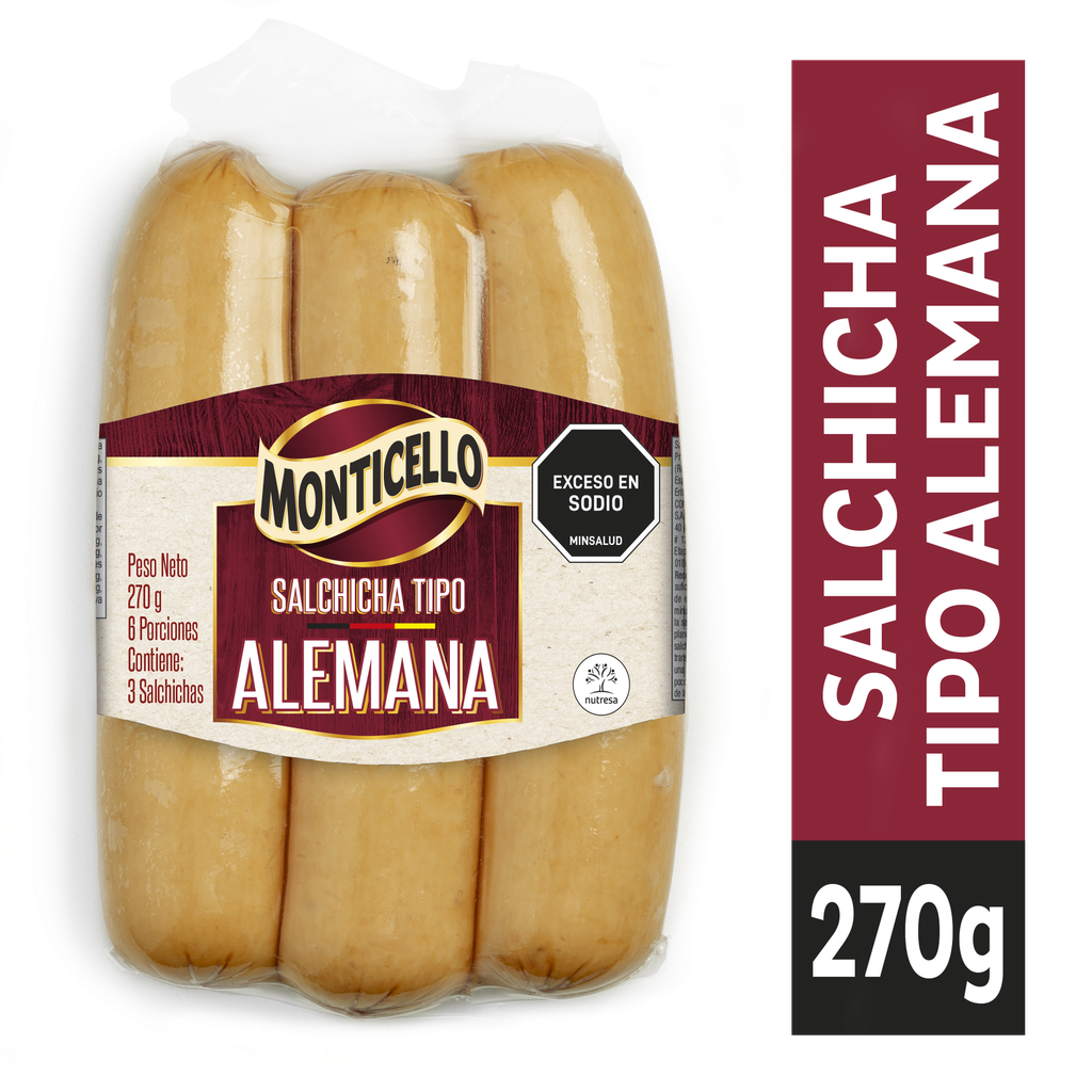 Salchicha Tipo Alemana Monticello 3 Unidades 270Gr