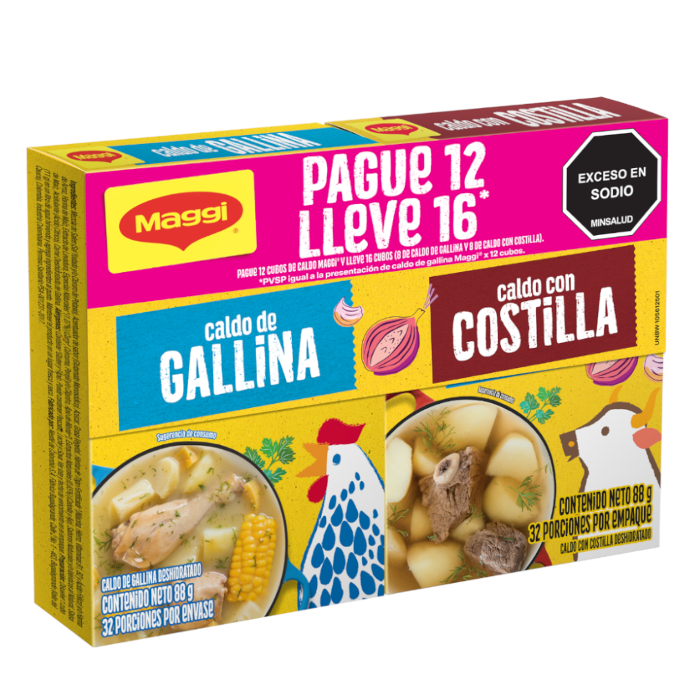 Caldo Gallina Maggi Pague 12 LLeve 16 176Gr  8 Costilla 8 Gallina