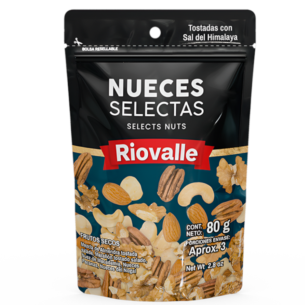 Nueces Selectas Riovalle Tostadas Sal Himalaya 80Gr