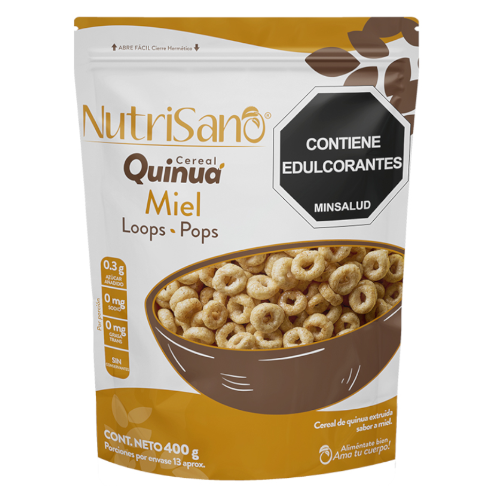 Cereal  Quinua Loops Miel Nutrisano 400Gr