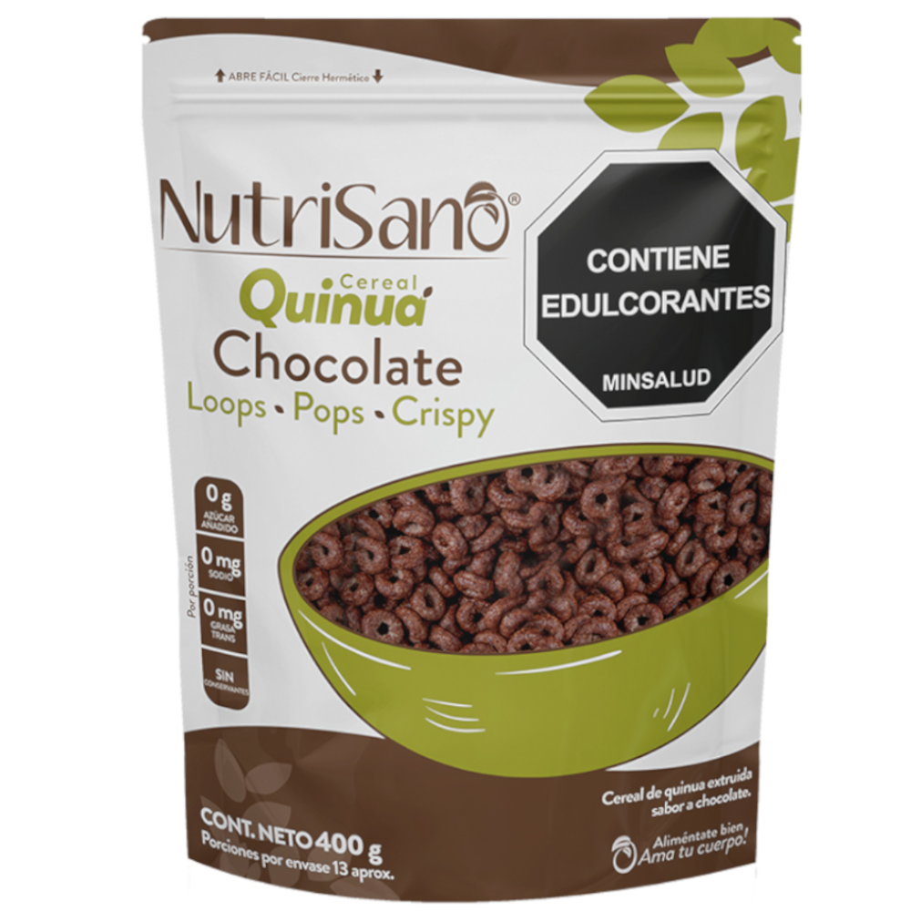 Cereal  Quinua Loops Chocolate Nutrisano 400Gr