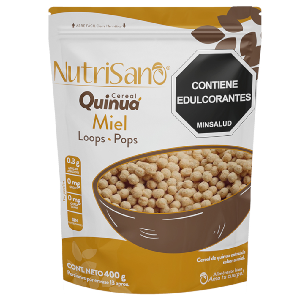 Cereal  Quinua Pop Miel  Nutrisano 400Gr