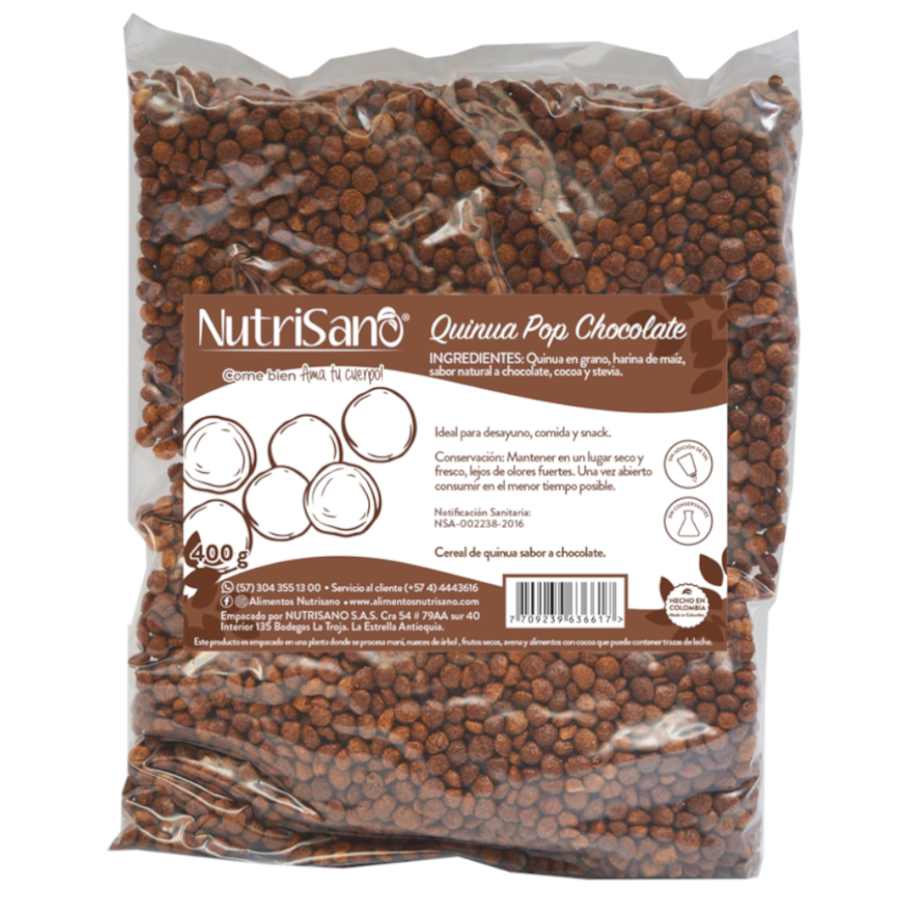 Cereal  Quinua Pop Chocolate Nutrisano 400Gr