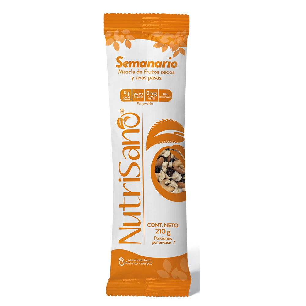 Mezcla De Frutos Secos Con Uvas Pasas Nutrisano Semanario 210Gr