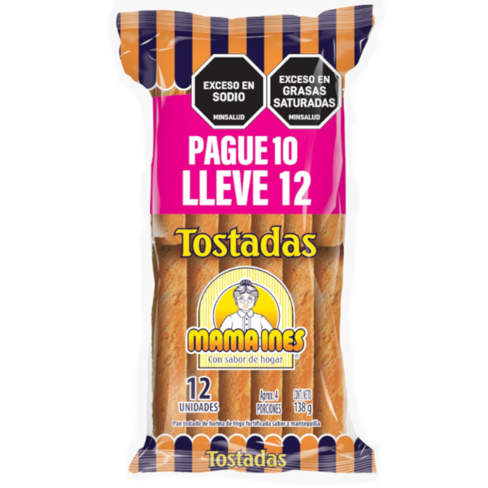 Tostadas Mama Ines Mantequilla Pague 10 LLeve 12 138Gr