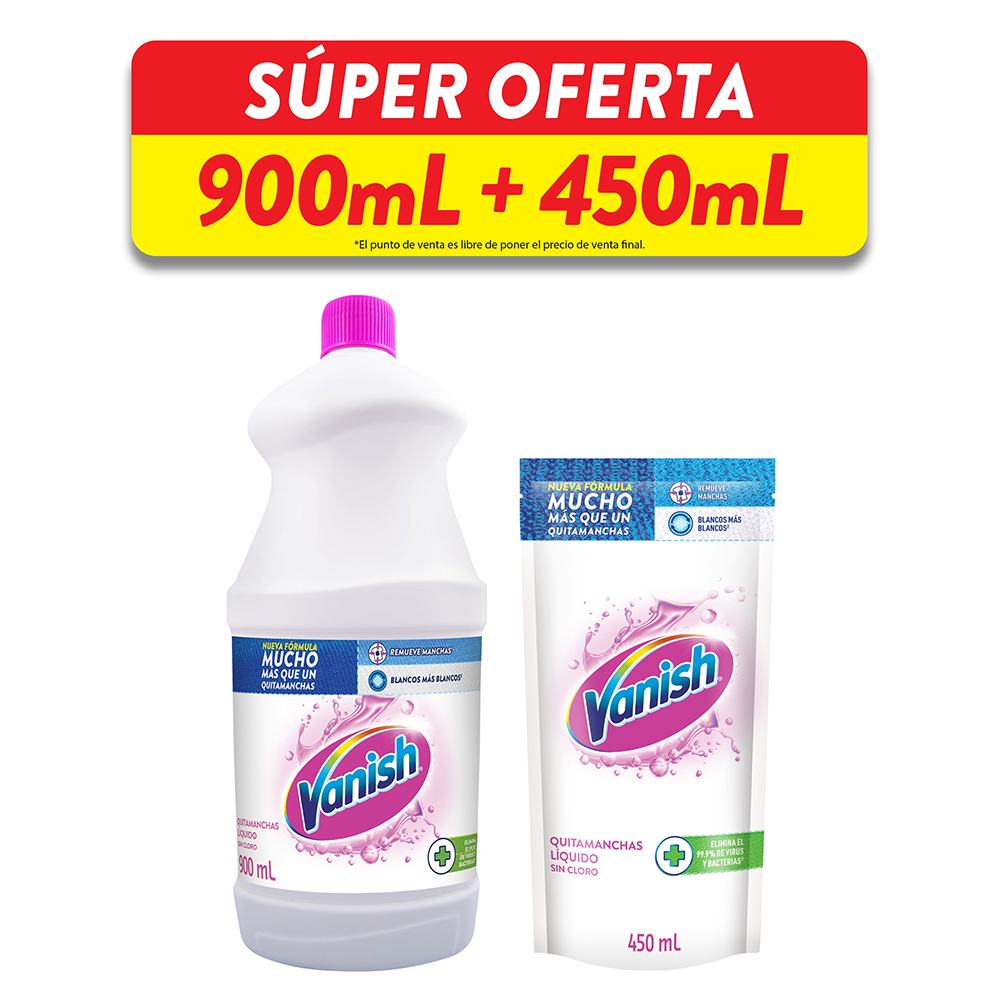 Vanish Liquido Blanco 900Ml + Doypak 450ML
