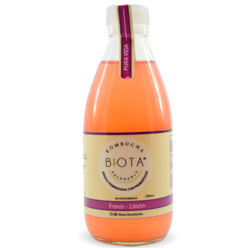 Bebida Fermentada Kombucha Biota Fresa - limón 280Ml