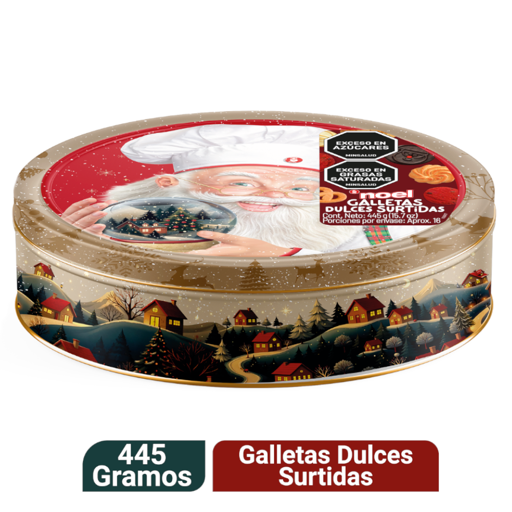 Galletas Noel Navidad Circular XL Lata  445Gr