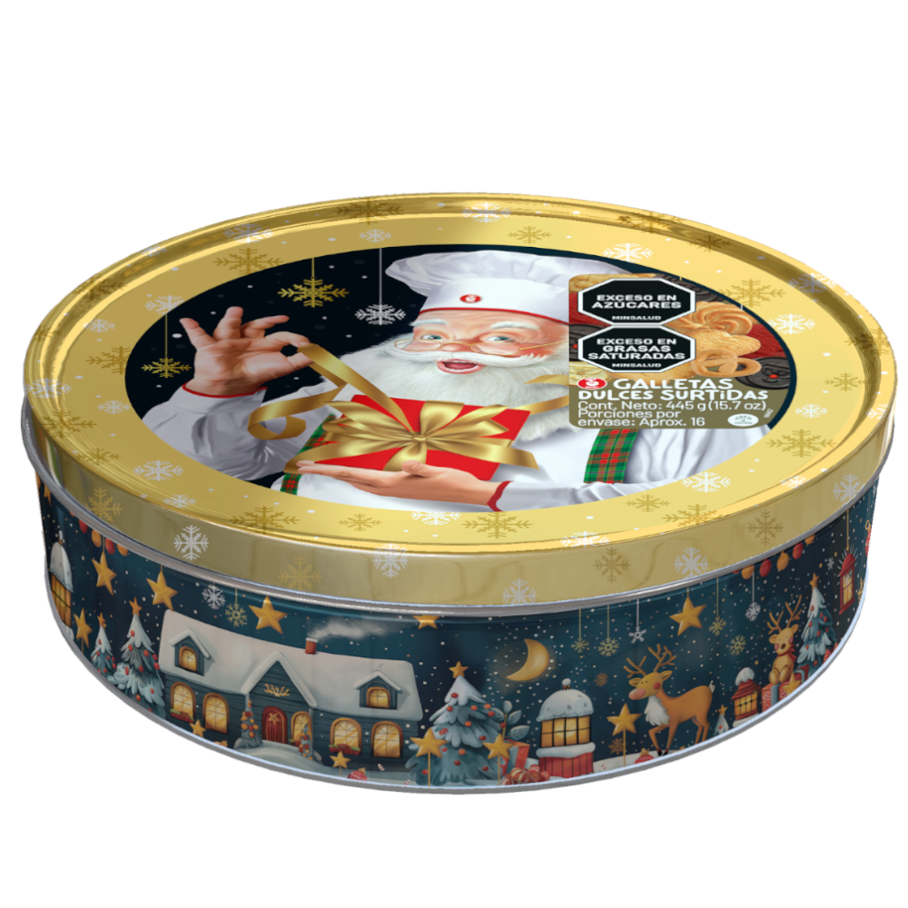 Galletas Noel Navidad Circular XL Lata  445Gr
