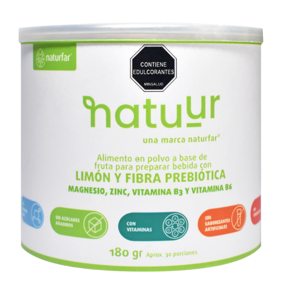 Alimento En Polvo Natuur Con Limón Y Fibra Prebiótica Magnesio Zinc Y Vitaminas 180Gr