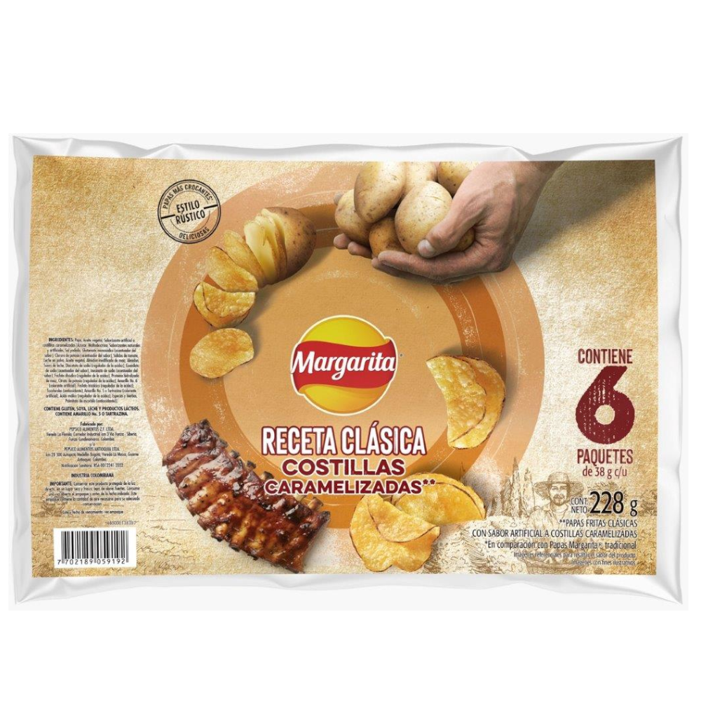 Papas  Margarita Receta Clásica Costillas Caramelizadas 6 Unidades 228Gr