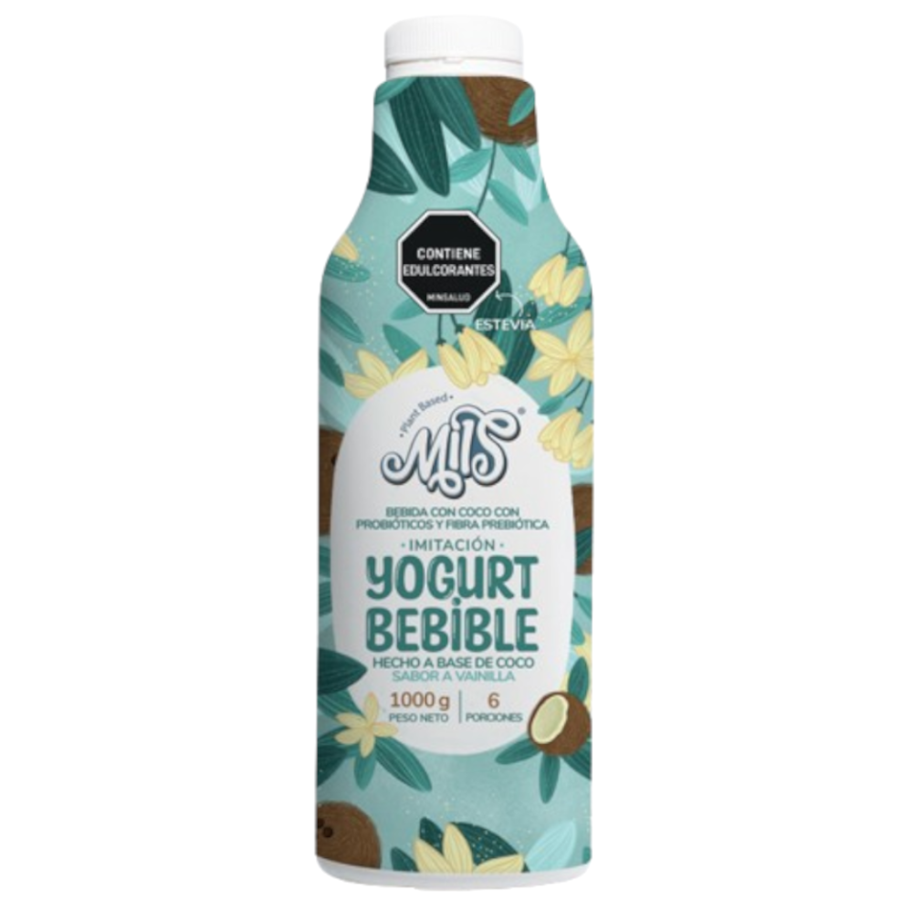 Yogurt A Base De Coco Sabor Vainilla  Mils Bebible Botella 1000Gr