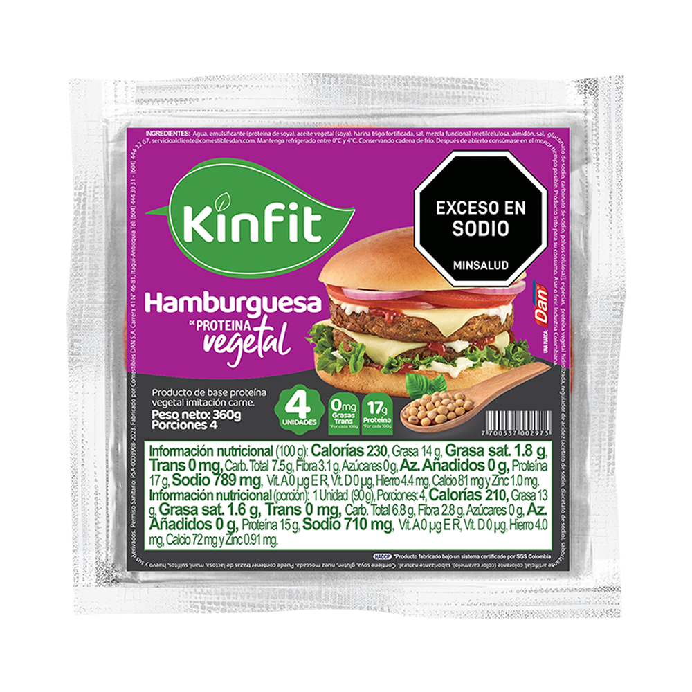 Hamburguesa  De Proteína Vegetal Kinfit 4 Unidades 360Gr