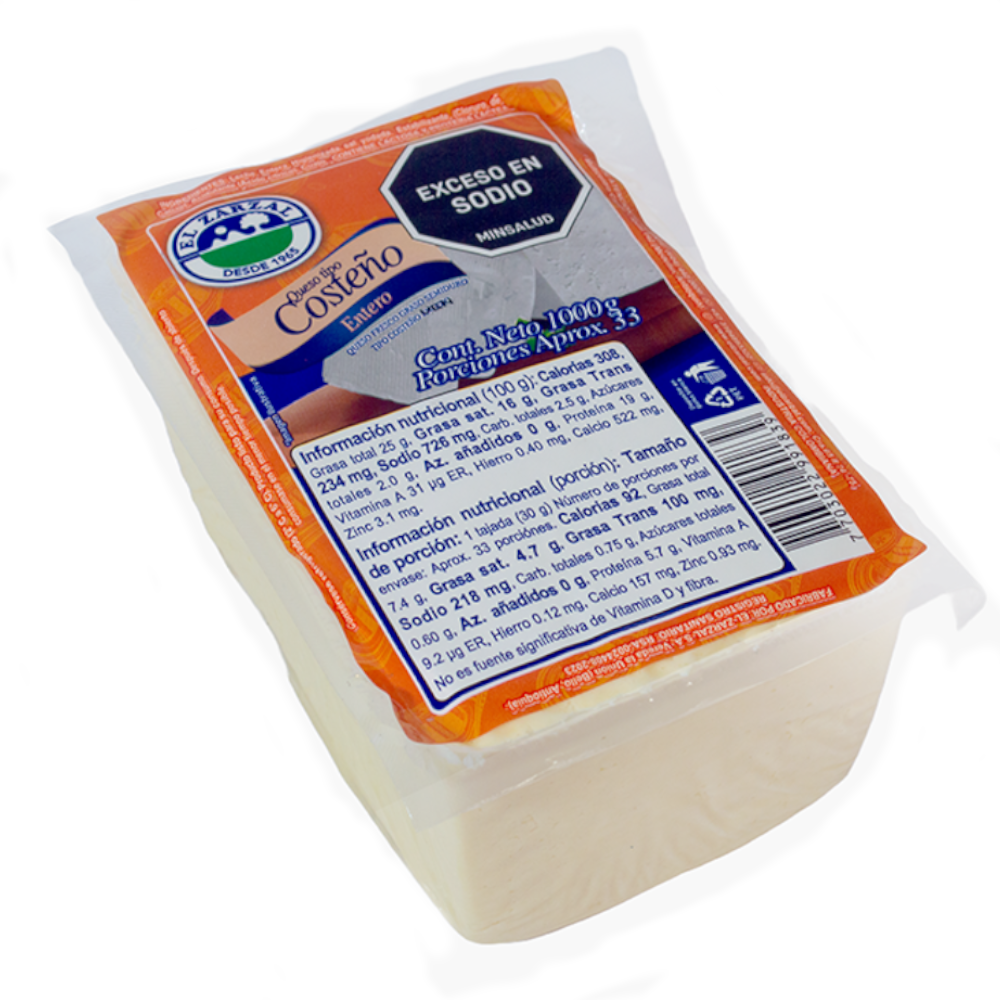 Queso Costeño Entero El Zarzal 1000Gr
