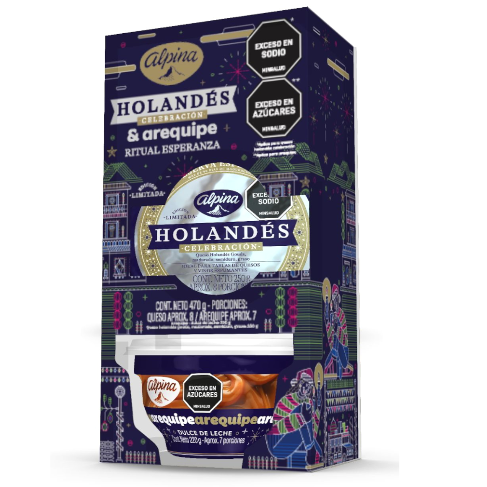 Combo Alpina Celebración Queso Holandés  250Gr + Arequipe 220Gr