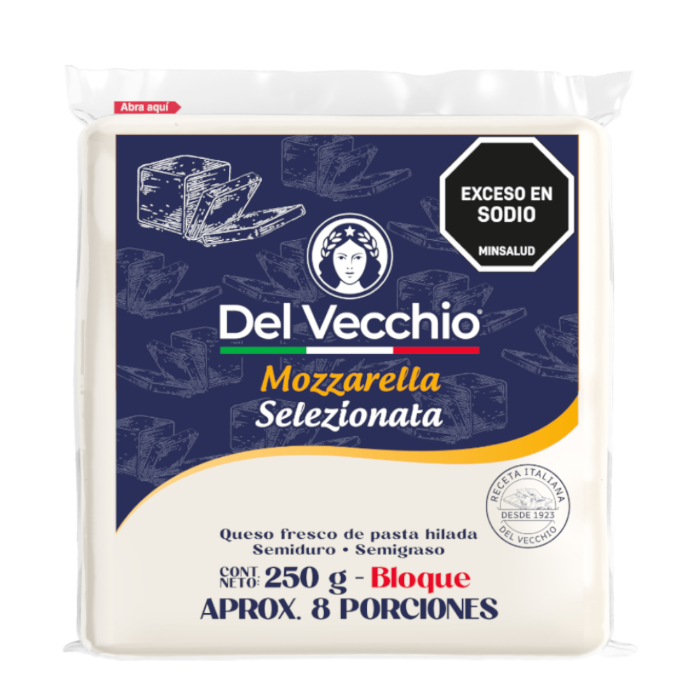 Queso Mozzarella Del Vecchio Bloque 250Gr