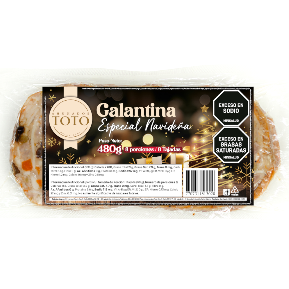 Galantina Tajada Especial Navidad Ahumados Toto 8 Unidades  480Gr