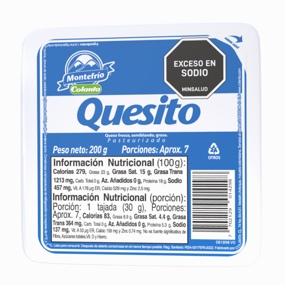 Quesito Montefrio Empacado AL Vacío 200Gr