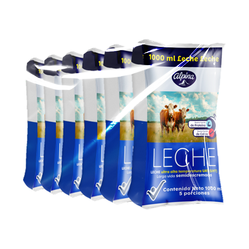 Leche UHT Alpina Semidescremada  6 Unidades 6000Ml
