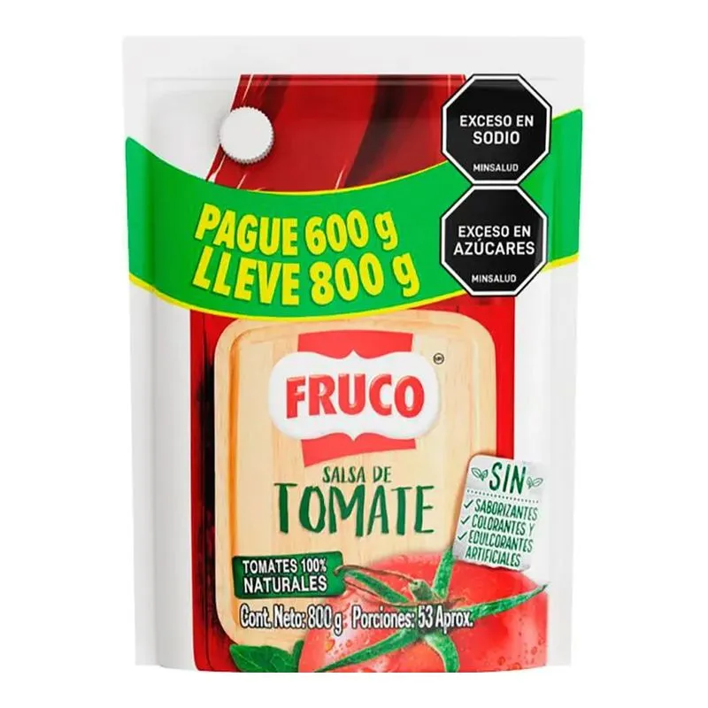 Salsa Tomate Fruco Doypack Pague 600Gr LLeve 800Gr