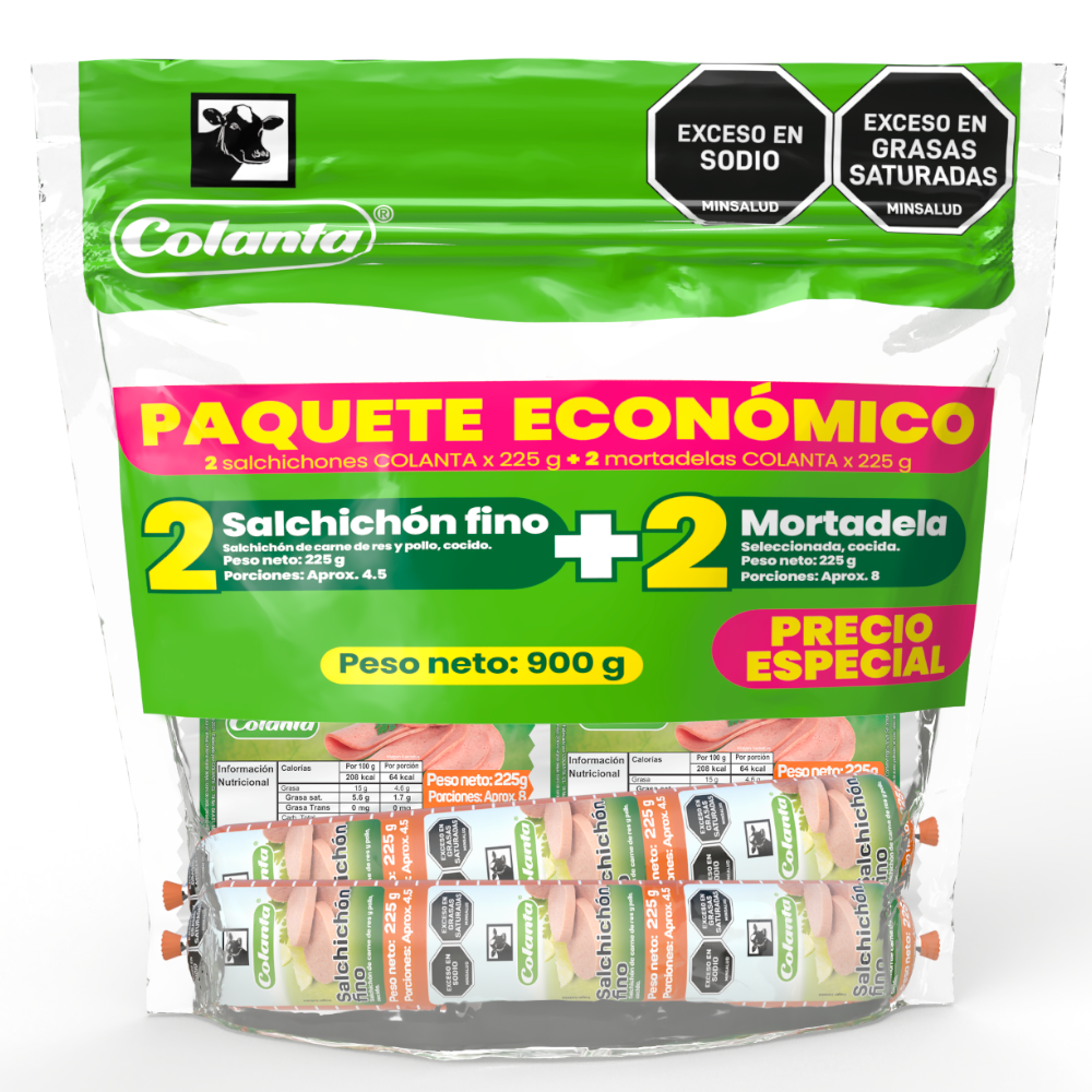 Combo Colanta Salchichón 2 Unidades 225Gr + 2 Mortadela Colanta 225Gr