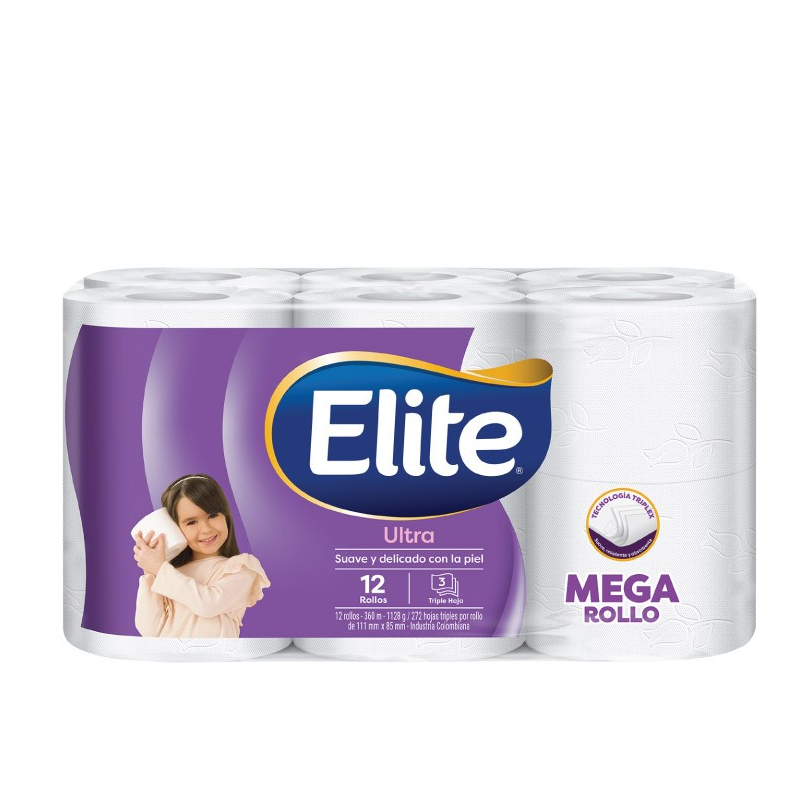 Papel Higiénico Elite Ultra Suave Mega Rollo 12 Unidades