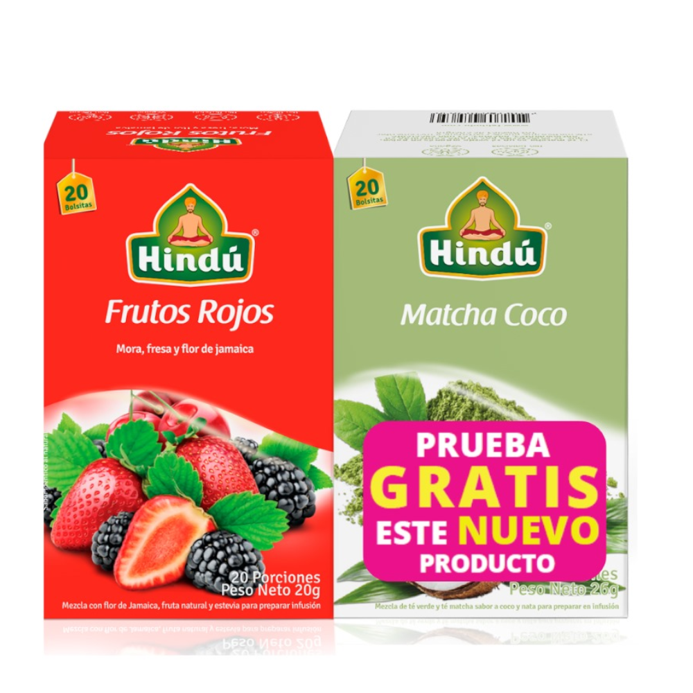 Infusión Hindú Frutos Rojos 20 Unidades 20Gr Gratis Te Matcha Coco 25Gr