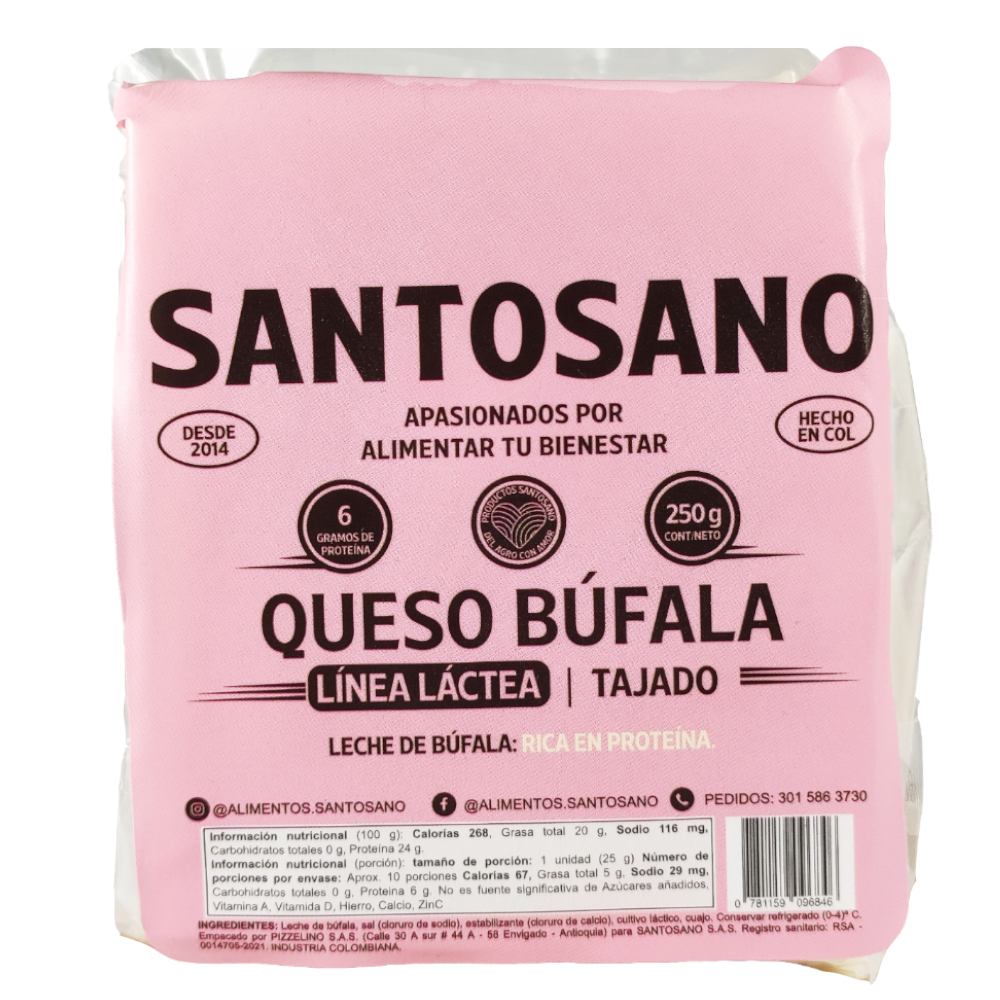 Queso Búfala Tajado Santosano 250Gr