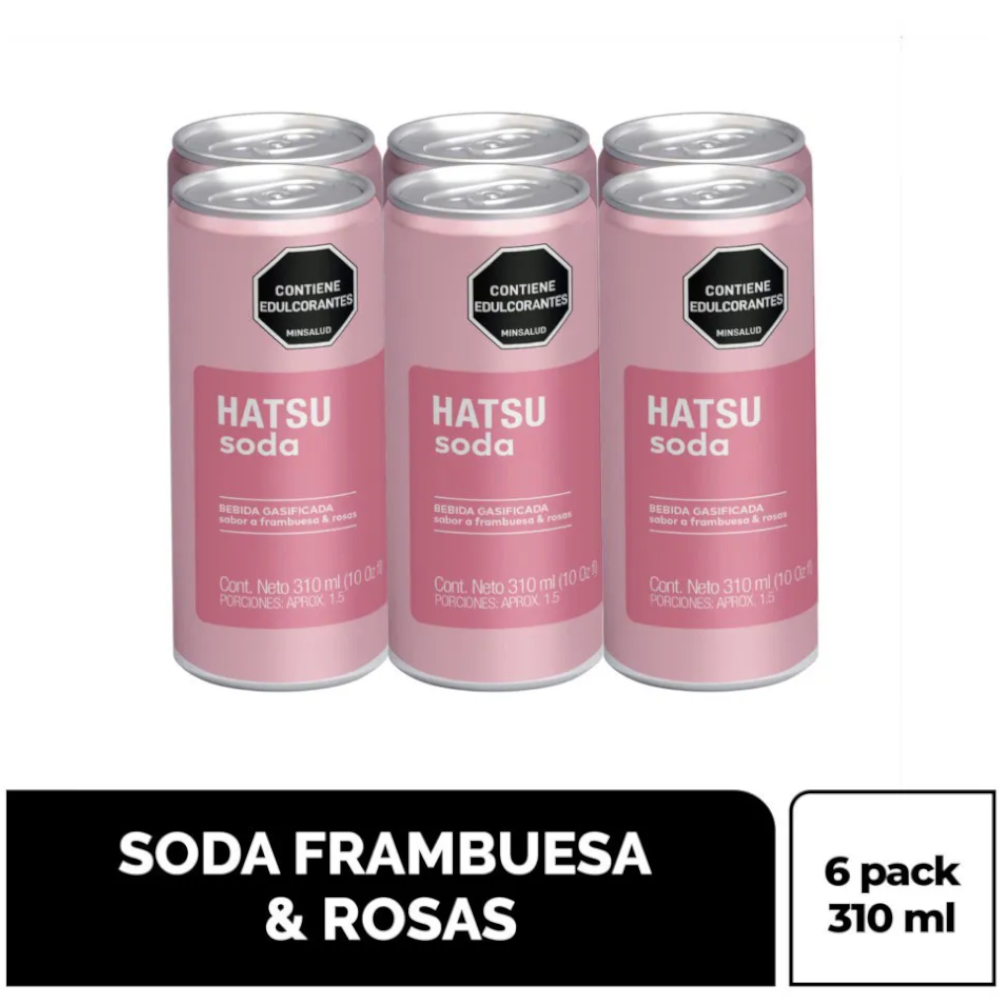 Soda Hatsu Frambuesa Y Rosas Lata 6 Unidades 310Ml
