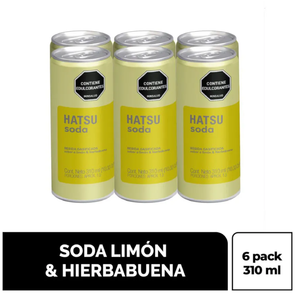 Soda Hatsu Limón Hierbabuena Lata 6 Unidades 310Ml