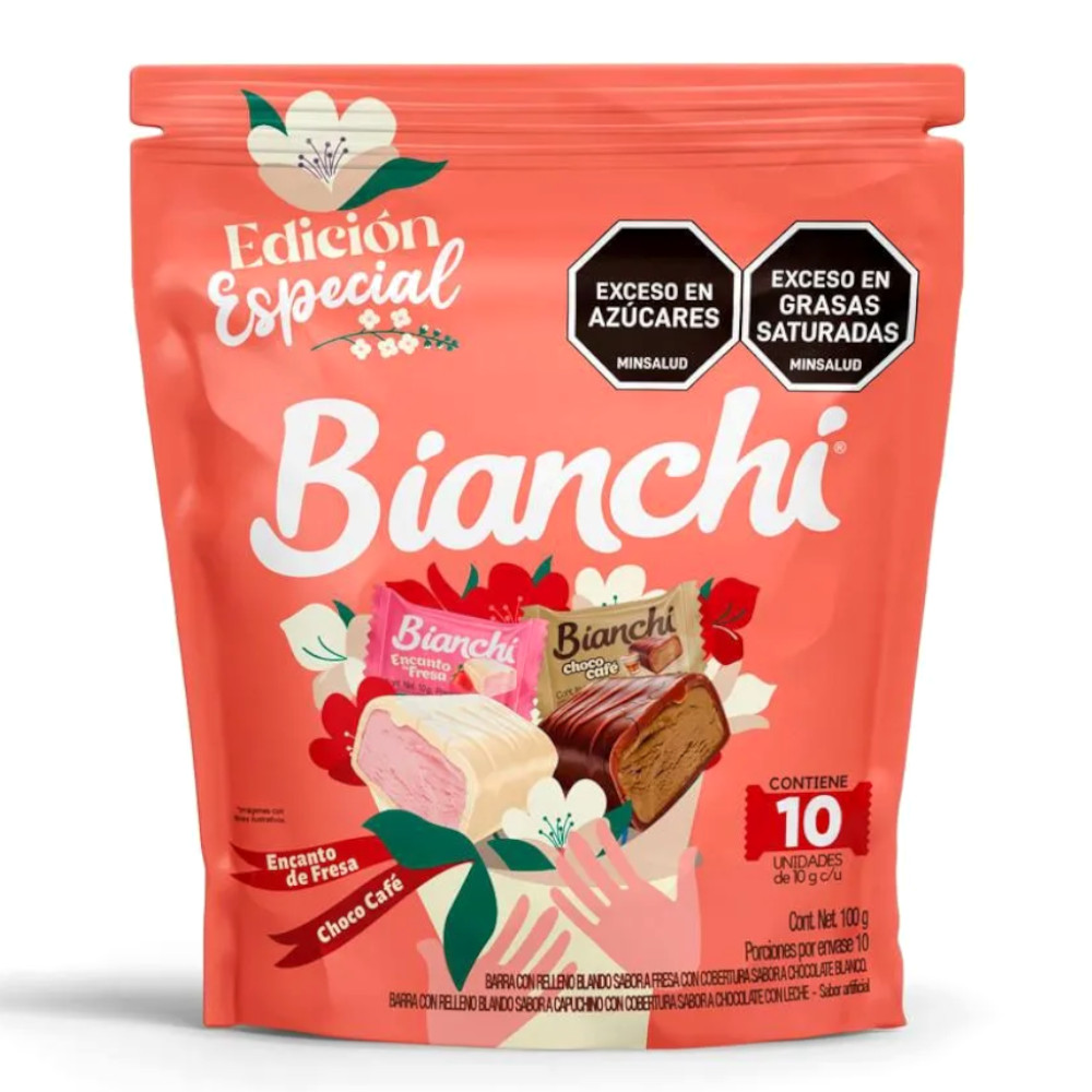 Bianchi Barrita Encanto Fresa Y Choco Café Edición Especial 10 Unidades 100Gr