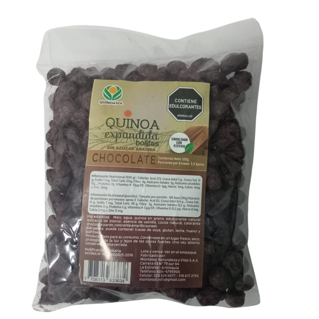Cereal  Quinua Expandida Chocolate Montesol 100Gr