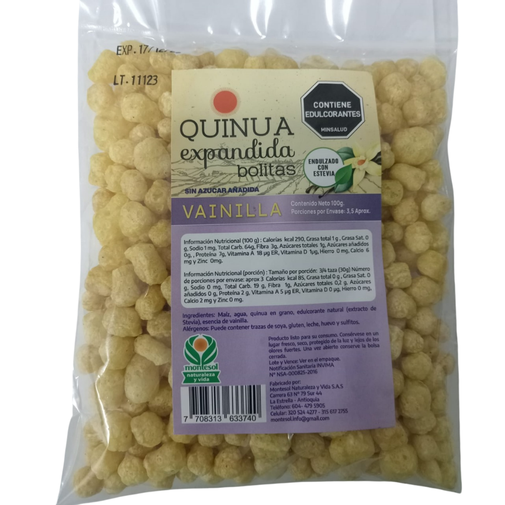 Cereal  Quinua Expandida Vainilla Montesol 100Gr