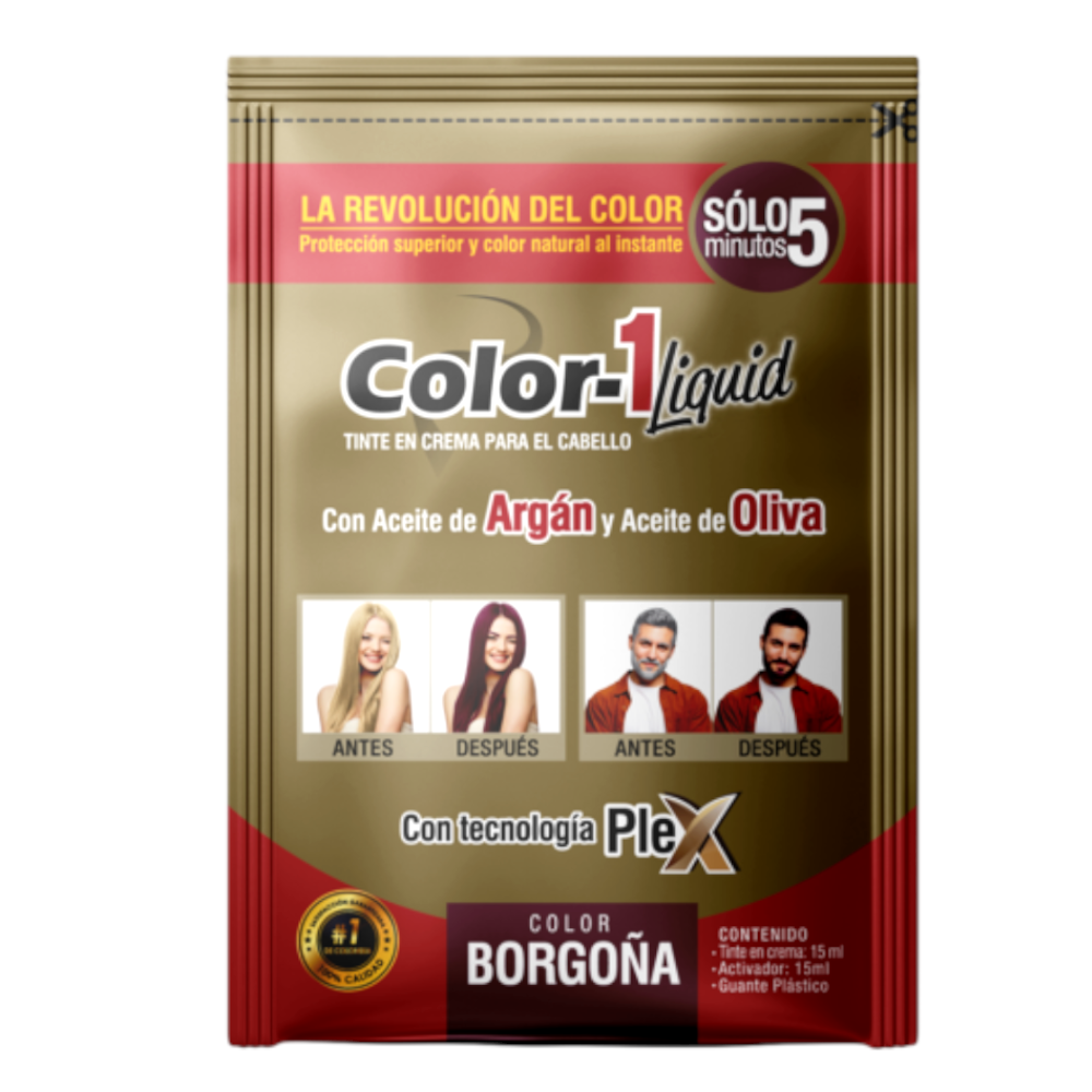 Tinte En Crema Para El Cabello  Color-1  Borgoña Tintura 15Ml Activador 15Ml