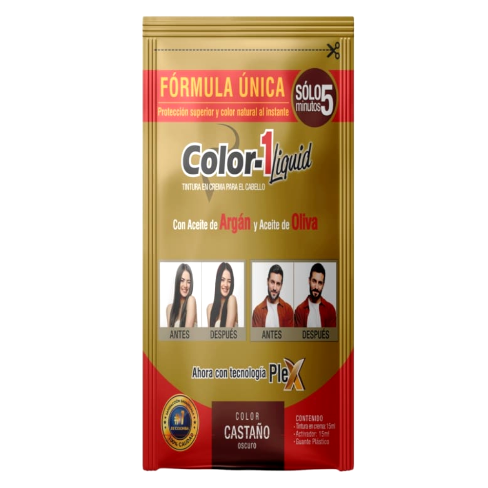 Tinte En Crema Para El Cabello  Color-1  Castaño Tintura 15Ml Activador 15Ml