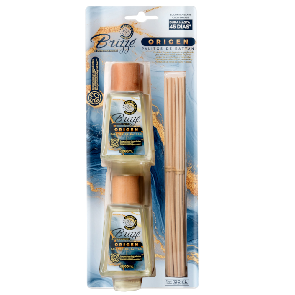 Ambientador Brizzé Palitos Rattán Origen 2 Unidades 120Ml