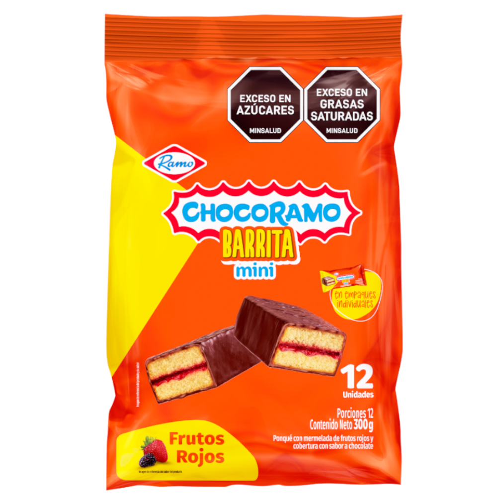 Chocoramo Barrita Mini Frutos Rojos 12 Unidades 300Gr