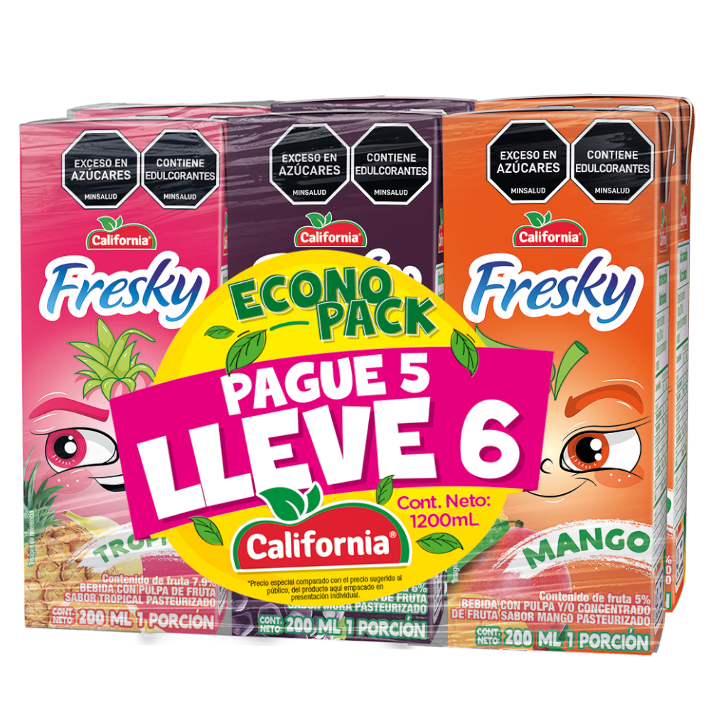 California Fresky Surtido Tetrapack 200Ml Pague 5 LLeve 6 Unidades