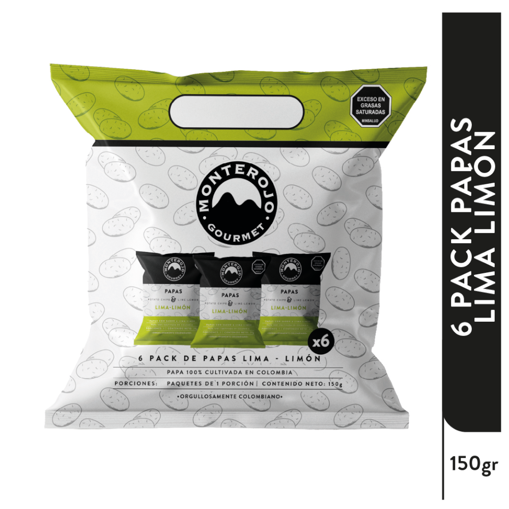 Papas Lima Limón Monterojo Gourmet  6 Unidades 150Gr