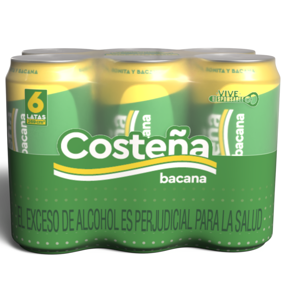 Cerveza Costeña Bacana Lata 6 Unidades 269Cc