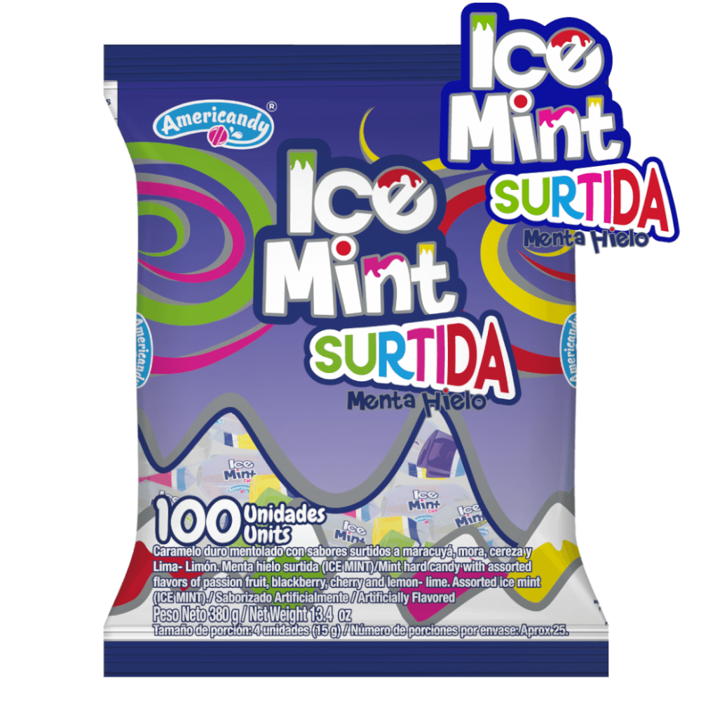 Menta Hielo Surtida Americandy 100 Unidades 380Gr