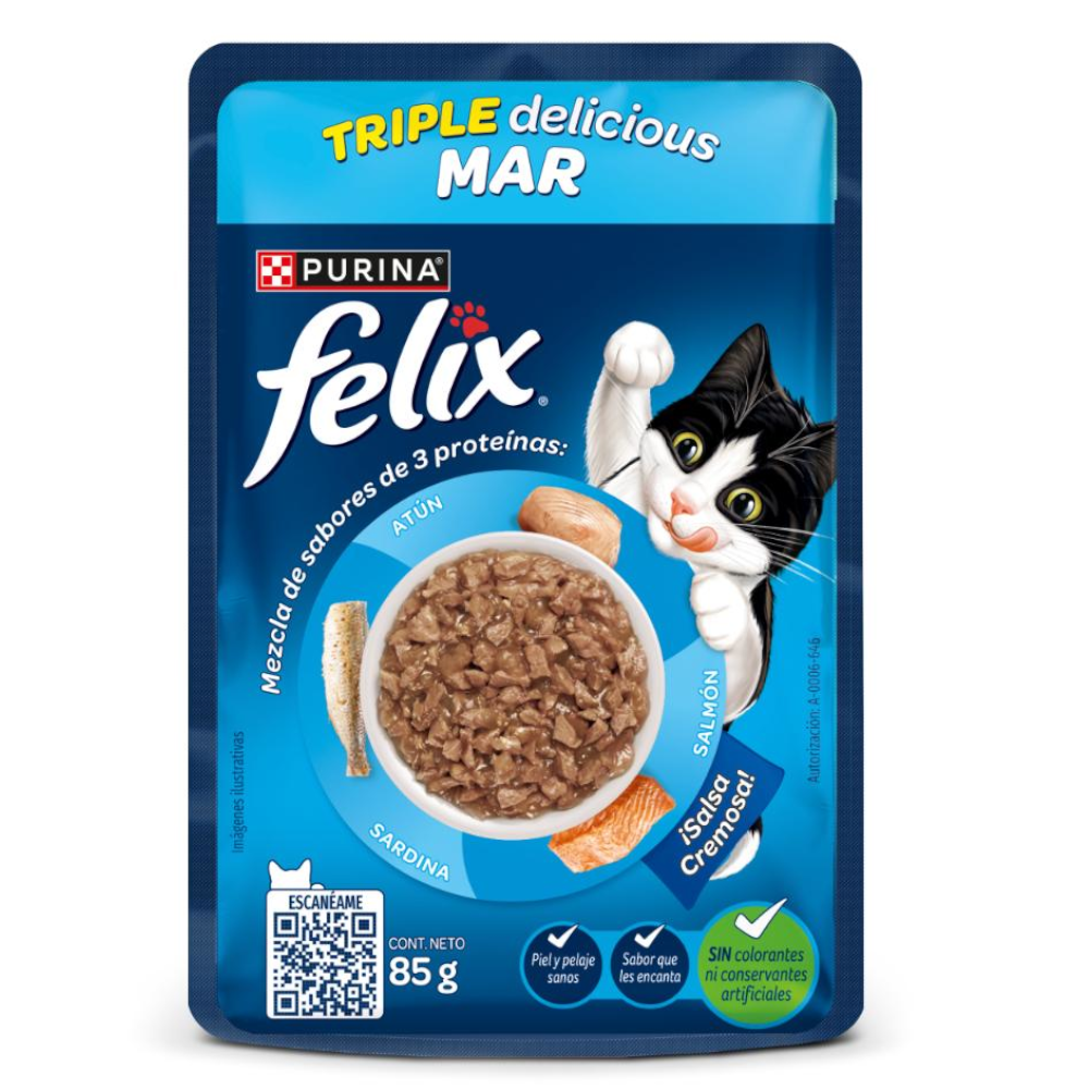 Felix Triple Delicious Mar Atún Sardina Salmón 85Gr