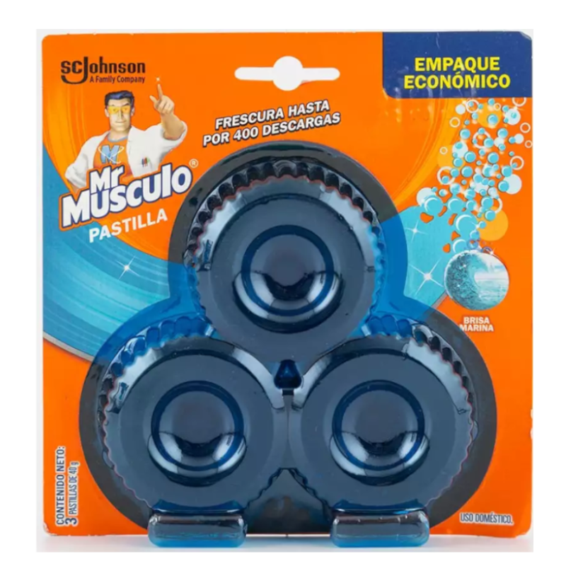 Limpiador Mr Musculo Azul Pastilla 3 Unidades 40Gr