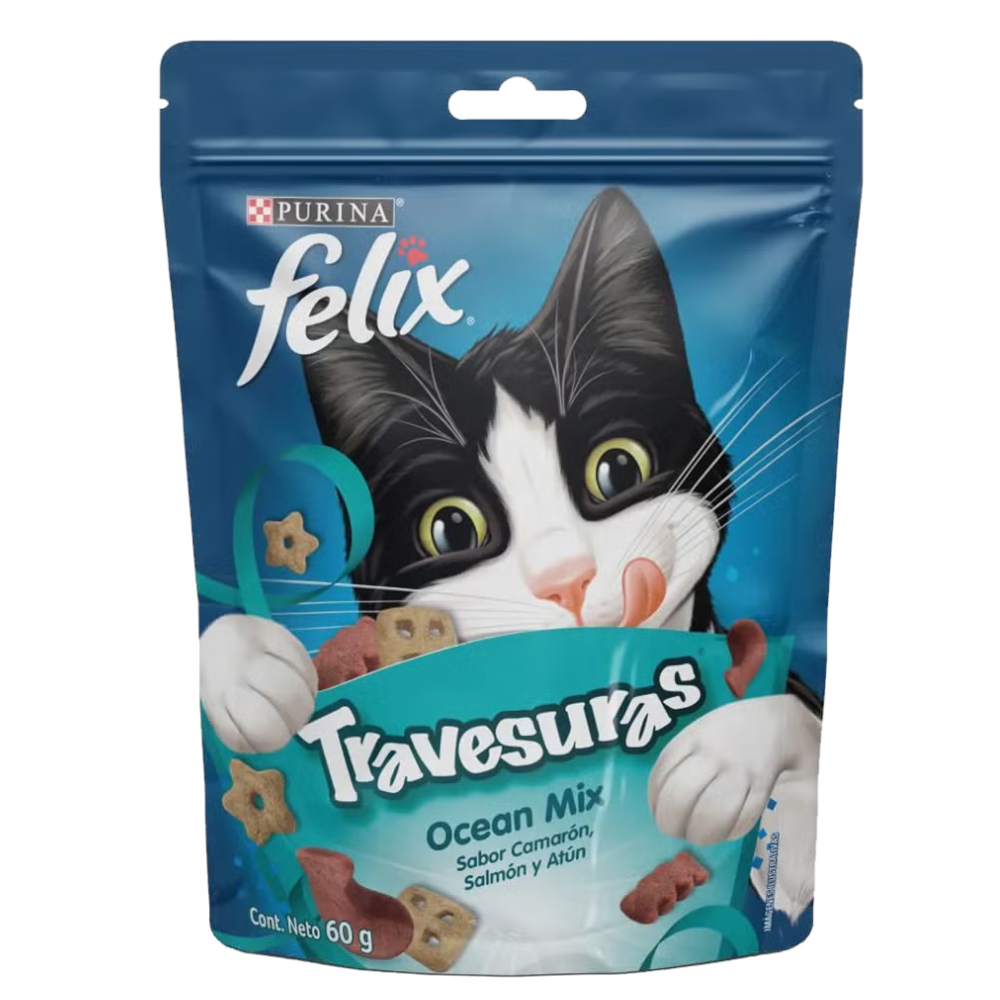 Snack Gatos Travesuras Ocean Mix Felix 60Gr