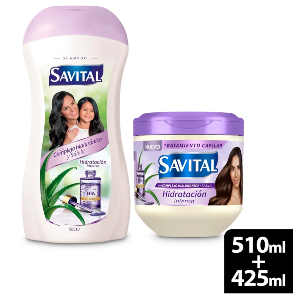 Shampoo Savital Complejo Hialurónico Y Sábila 510Ml + Tratamiento 425Ml