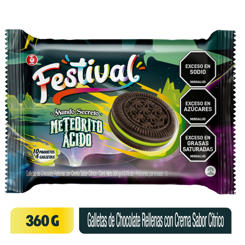 Galleta Festival Meteorito Ácido 10 Paquetes 360Gr