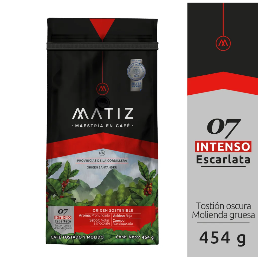 Café Matiz Escarlata Intenso Tostado Y Molido Bolsa 454Gr