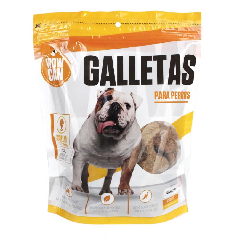 Galletas Snacks Para Perros Pollo Wow Can 300Gr